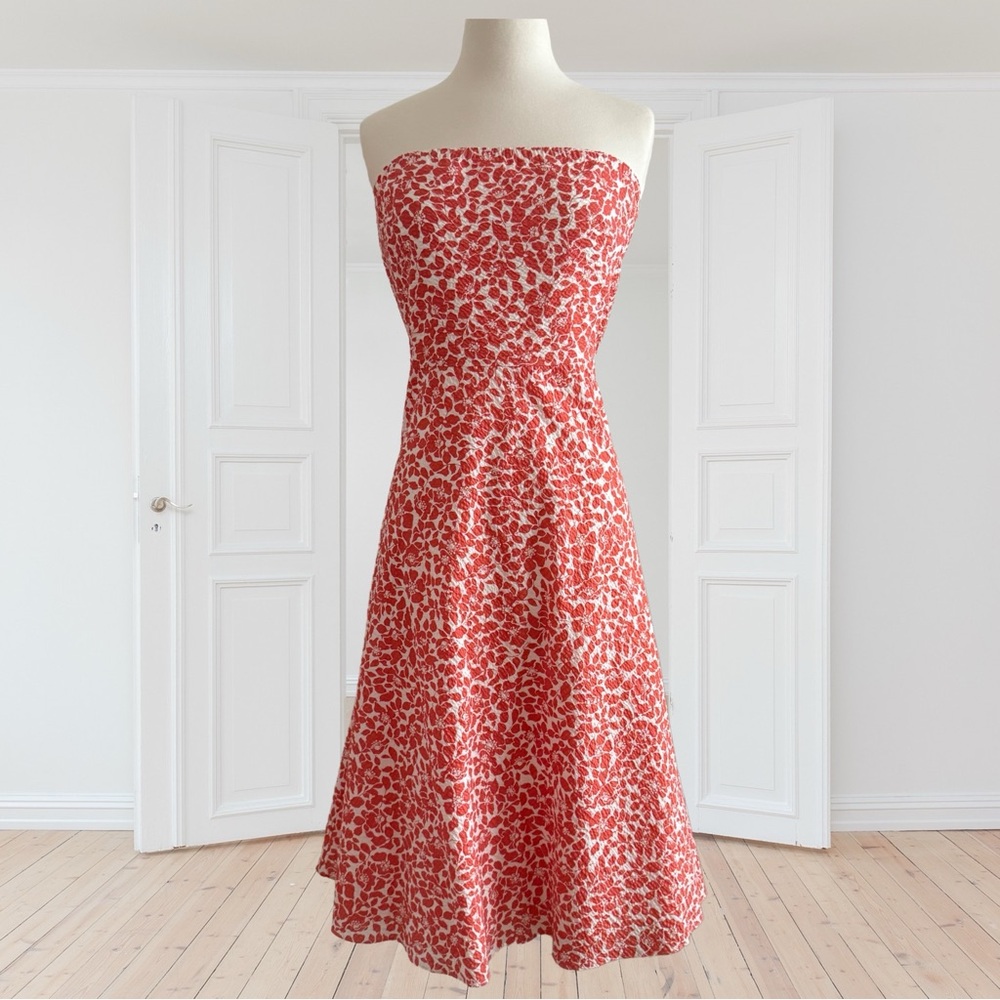J. Crew Strapless Dress in Orange and White - 100% Cotton - NWT - Picture 13 of 16